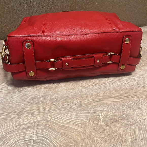 Beautiful Red Authentic Coach Purse with Hidden Long Strap and Short Strap - Picture 5 of 14